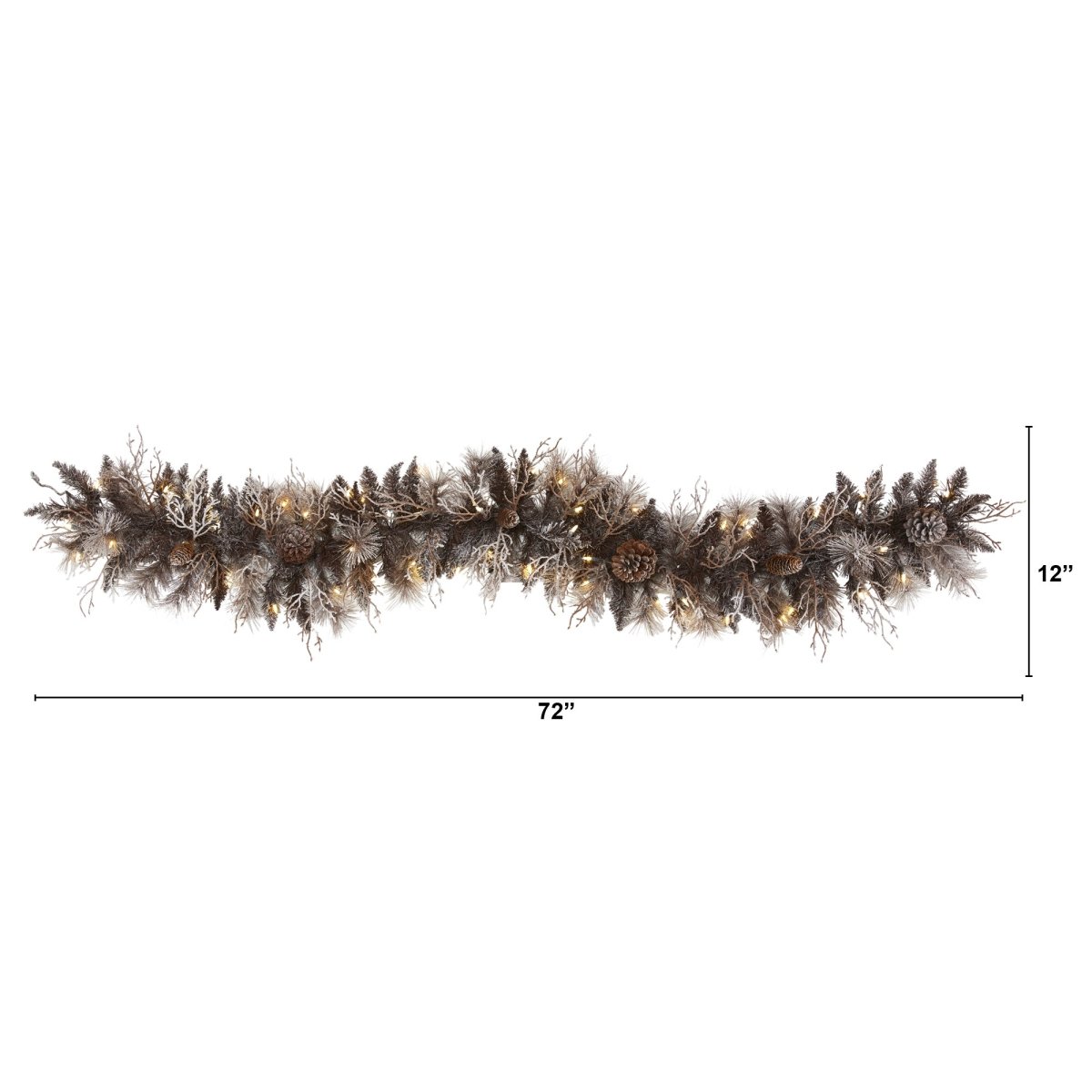 Nearly Natural 6' Flocked Artificial Christmas Garland With 50 White Warm Led Lights And Pine Cones - lily & onyx