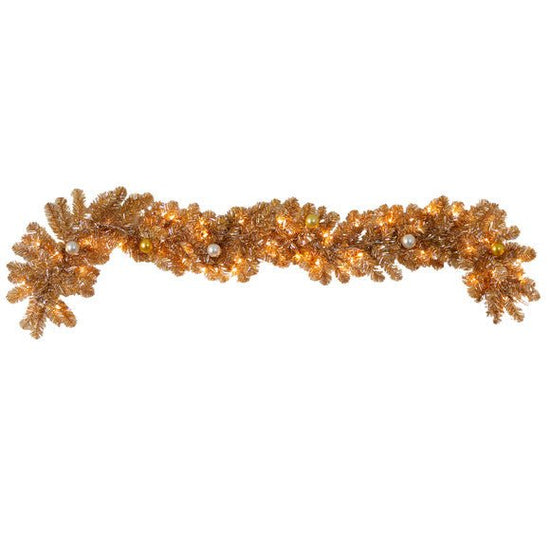 Nearly Natural 6' Holiday Christmas Golden Garland With Ornaments And 50 Warm White Lights - lily & onyx
