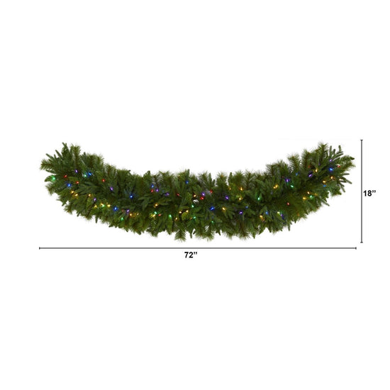 Nearly Natural 6' X 18” Christmas Pine Extra Wide Artificial Garland With 100 Multicolored Led Lights - lily & onyx