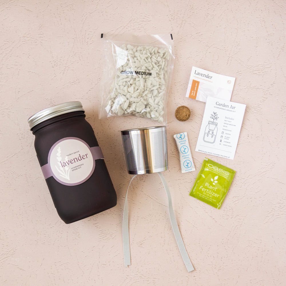 
                      
                        Modern Sprout Lavender Hydroponic Garden Jar Kit - lily & onyx
                      
                    