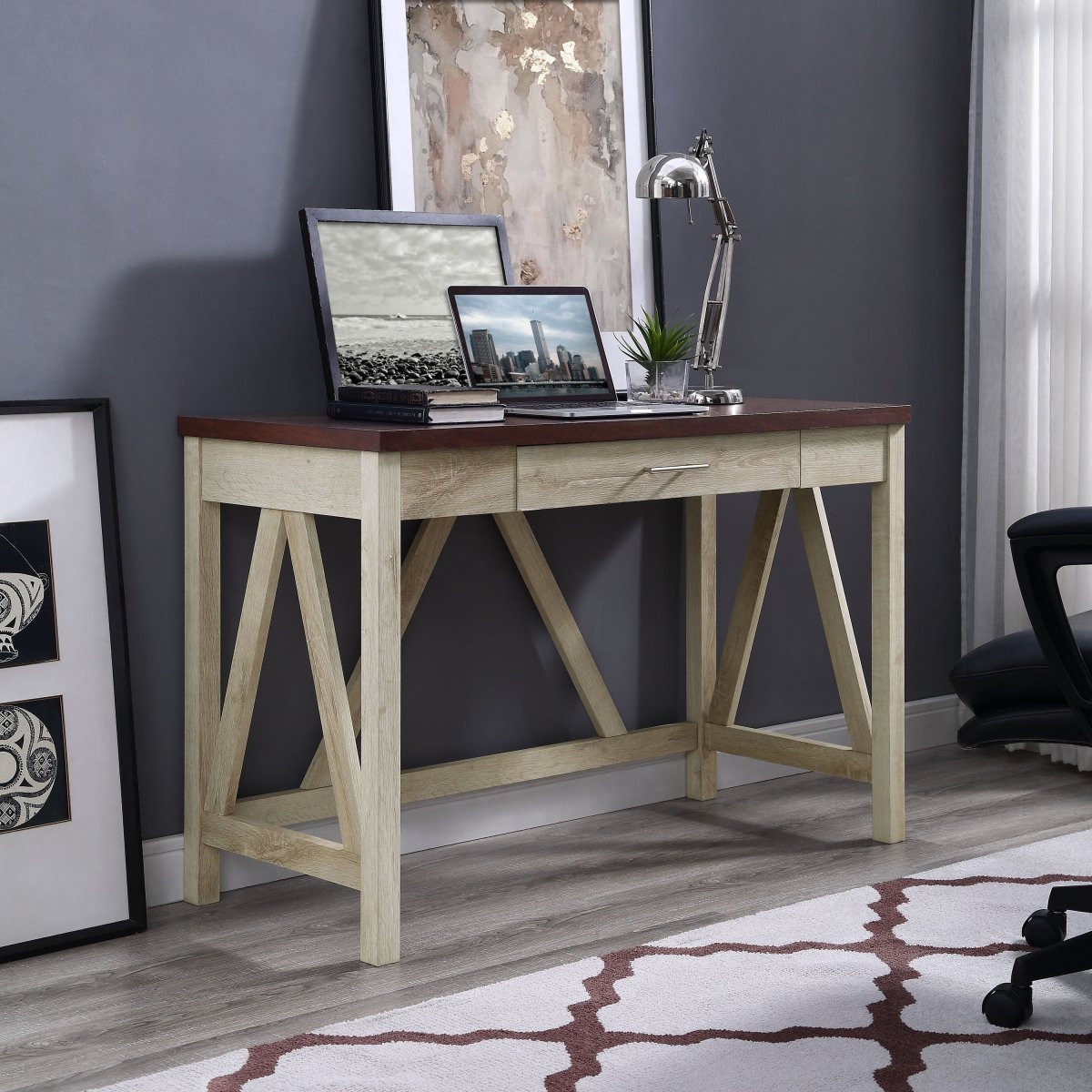 Walker Edison A-Frame Rustic Desk - lily & onyx