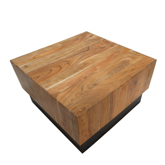 Load image into Gallery viewer, Sagebrook Home Acacia Wood Coffee Table with Black Metal Base - lily &amp;amp; onyx
