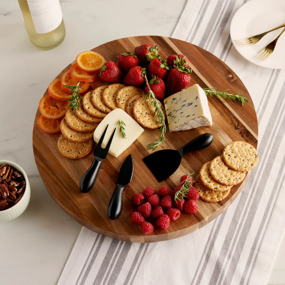 Twine Living Acacia Wood Footed Cheese Board & Knife Set - lily & onyx