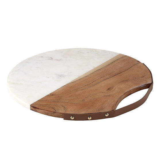Santa Barbara Design Studio Acacia Wood & Marble Cheeseboard With Strap Handle - lily & onyx