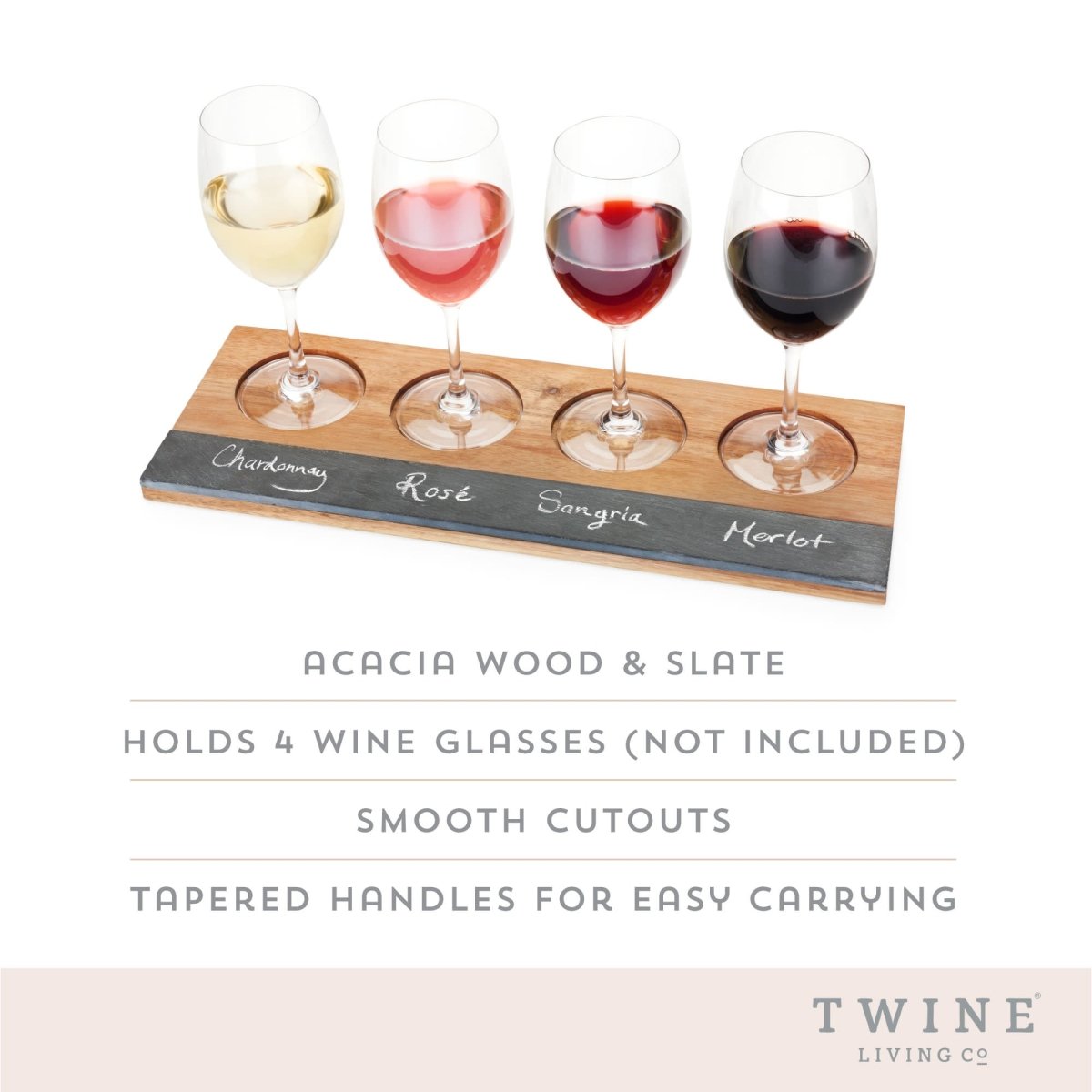 Twine Acacia Wood Wine Flight Board - lily & onyx