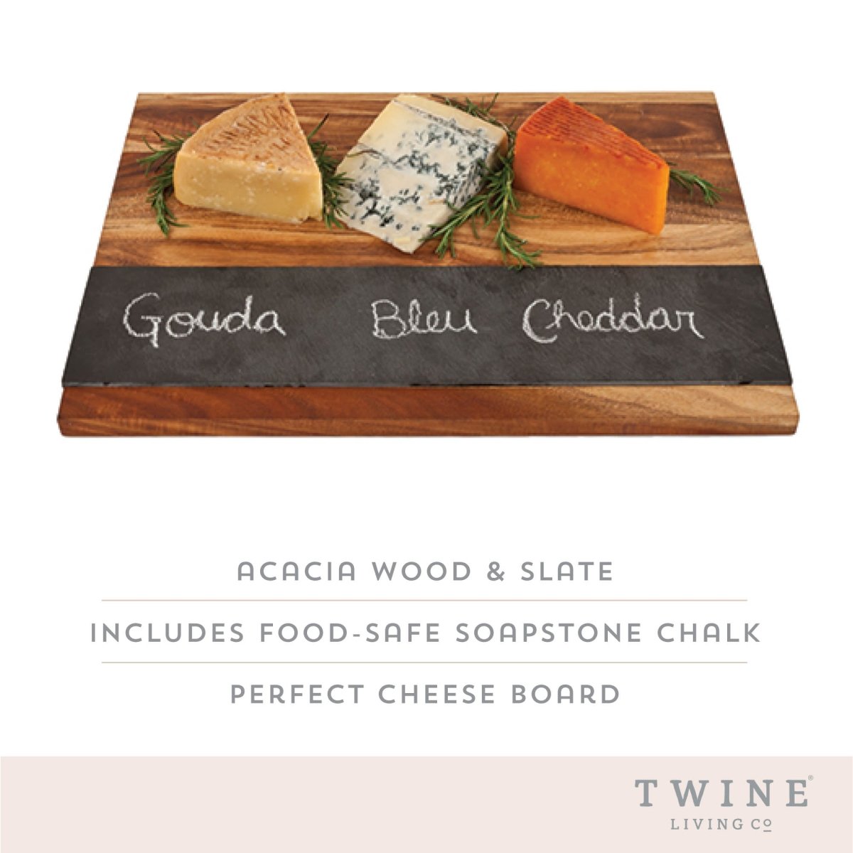 Twine Acacia Wood with Slate Cheese Board - lily & onyx