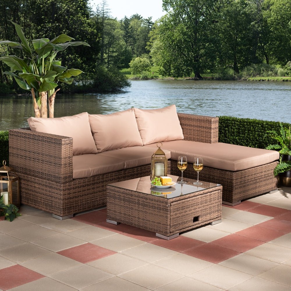 Baxton Studio Addison Light Brown Finished 3 Piece Woven Rattan Outdoor Patio Set With Adjustable Recliner - lily & onyx