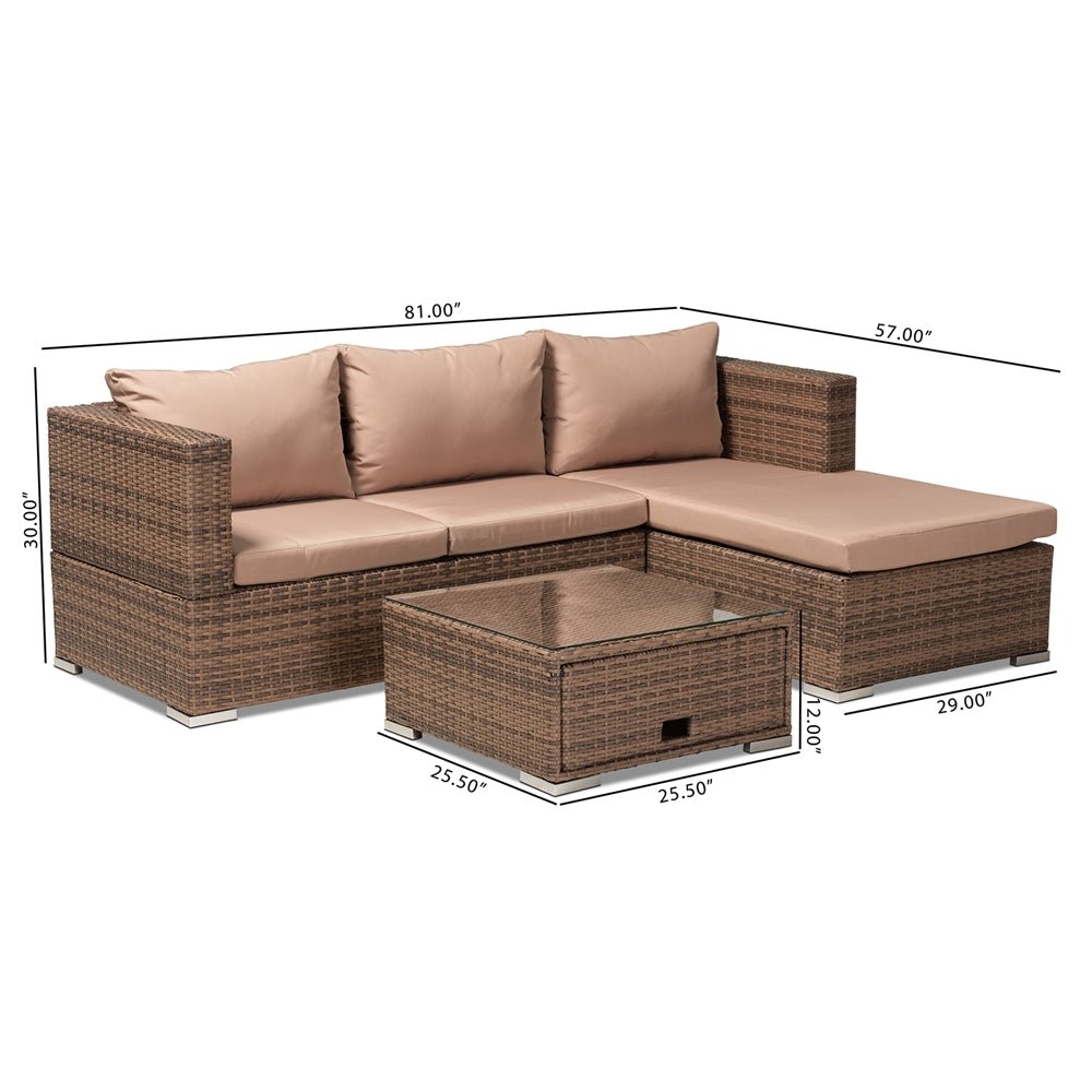 
                      
                        Baxton Studio Addison Light Brown Finished 3 Piece Woven Rattan Outdoor Patio Set With Adjustable Recliner - lily & onyx
                      
                    