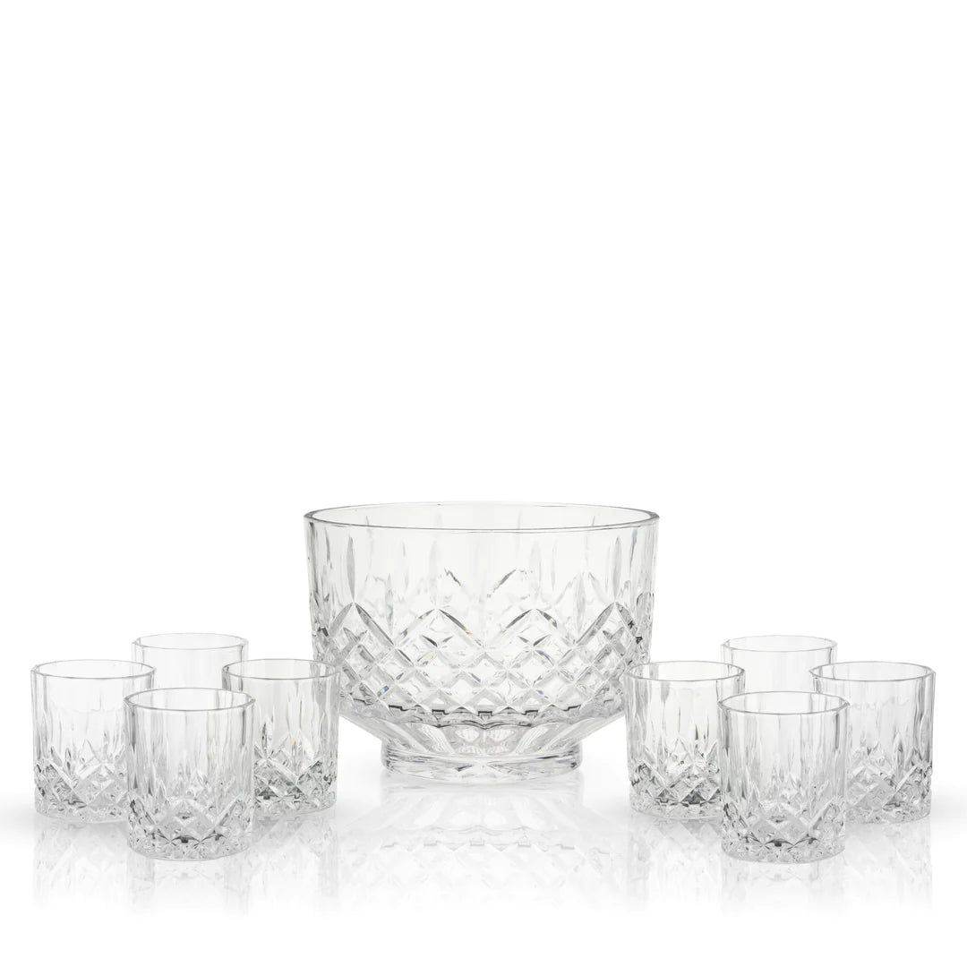 Viski Admiral Punch Bowl Set with 8 Tumblers - lily & onyx