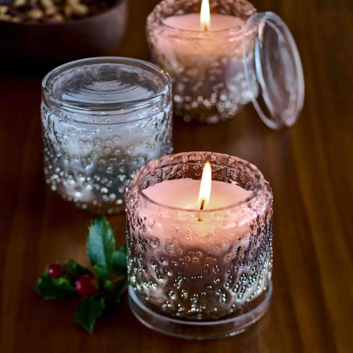 Calytrix - 8oz Glass Candle Jar with Floral Sunburst Texture