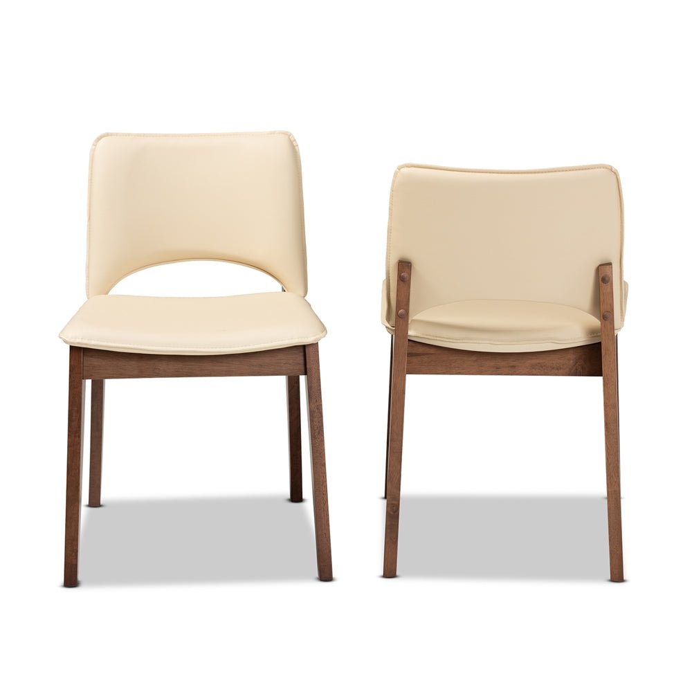 
                      
                        Baxton Studio Afton Mid Century Modern Faux Leather & Walnut Brown Finished Wood 2 Piece Dining Chair Set - lily & onyx
                      
                    