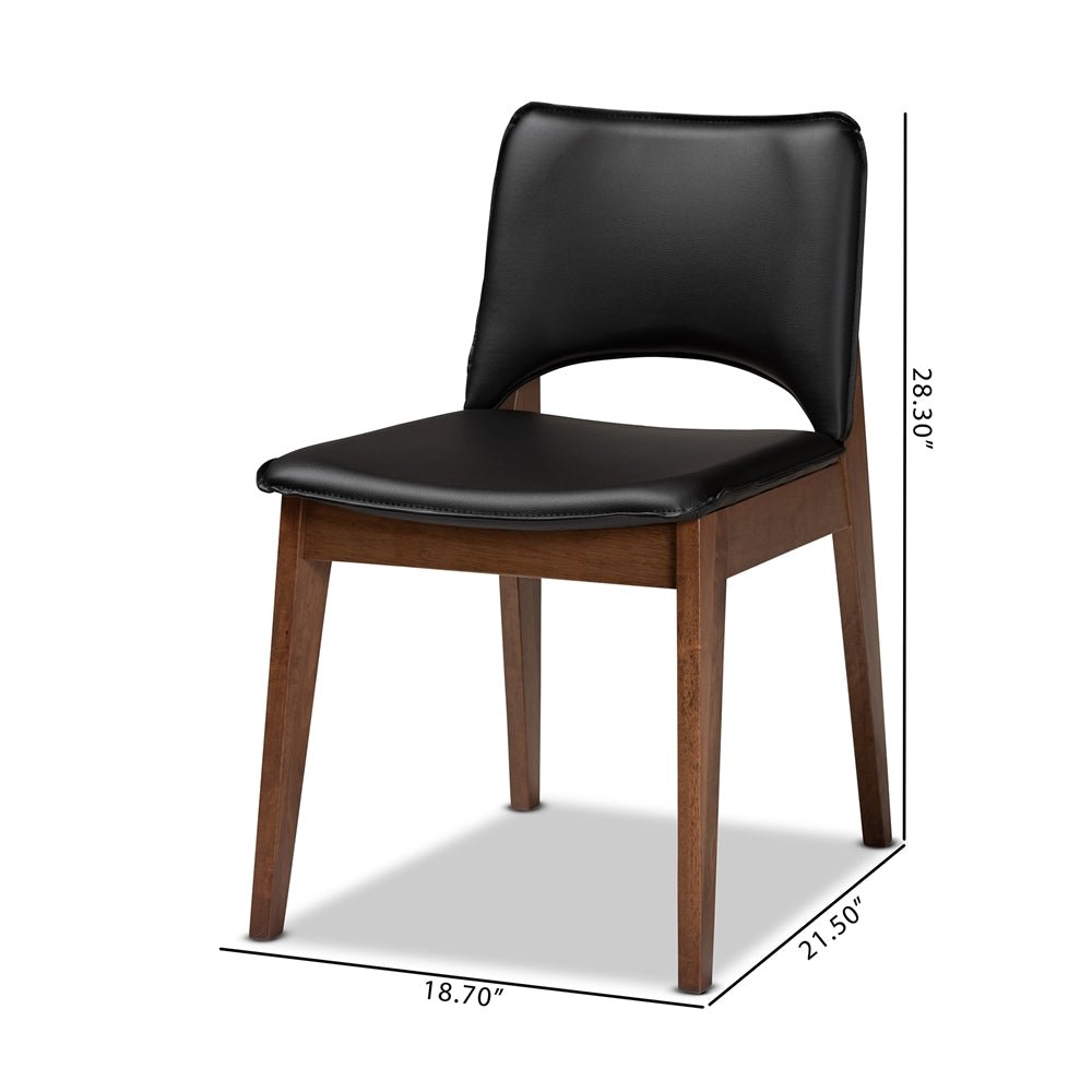 
                      
                        Baxton Studio Afton Mid Century Modern Faux Leather & Walnut Brown Finished Wood 2 Piece Dining Chair Set - lily & onyx
                      
                    