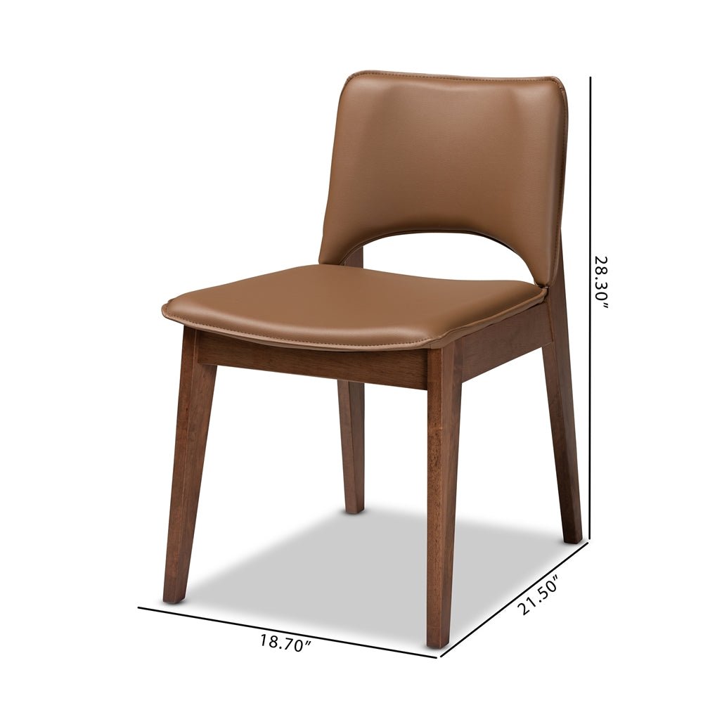 
                      
                        Baxton Studio Afton Mid Century Modern Faux Leather & Walnut Brown Finished Wood 2 Piece Dining Chair Set - lily & onyx
                      
                    
