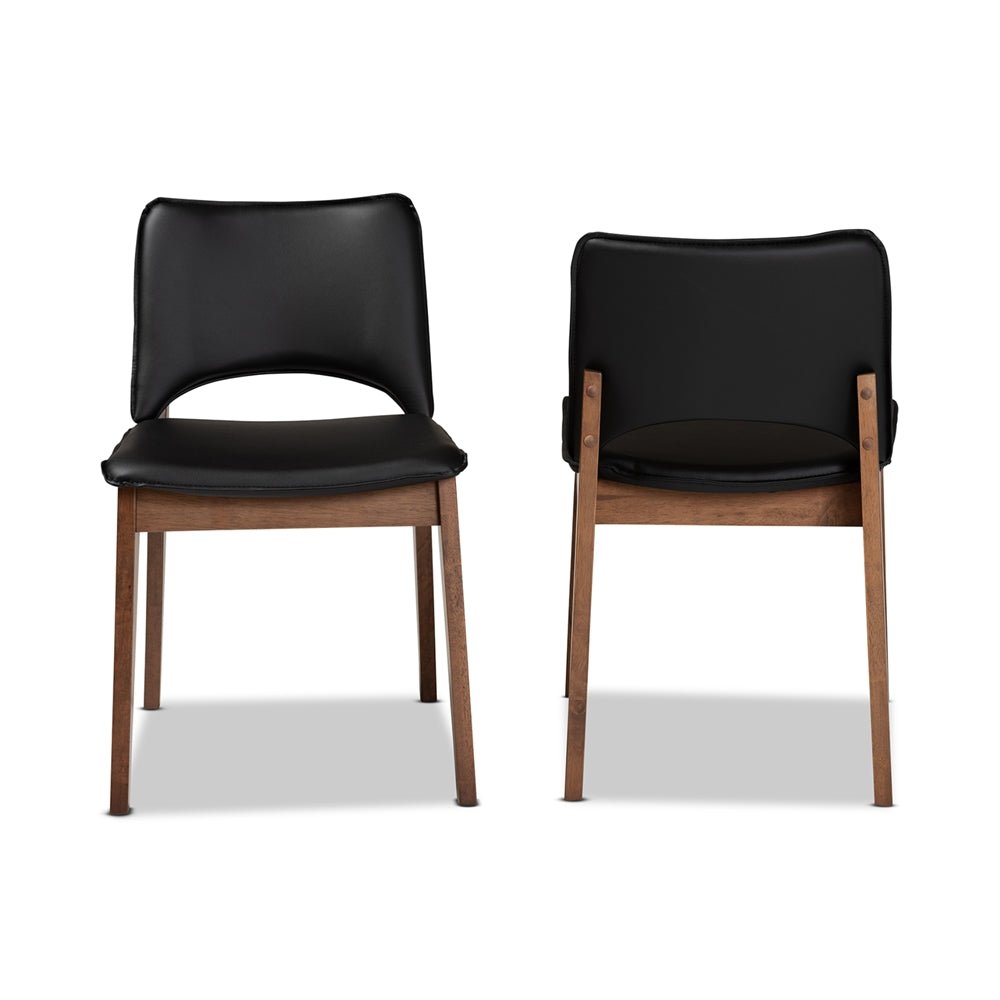 
                      
                        Baxton Studio Afton Mid Century Modern Faux Leather & Walnut Brown Finished Wood 2 Piece Dining Chair Set - lily & onyx
                      
                    