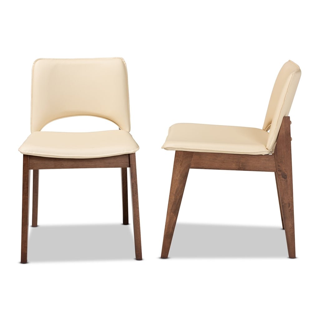 
                      
                        Baxton Studio Afton Mid Century Modern Faux Leather & Walnut Brown Finished Wood 2 Piece Dining Chair Set - lily & onyx
                      
                    