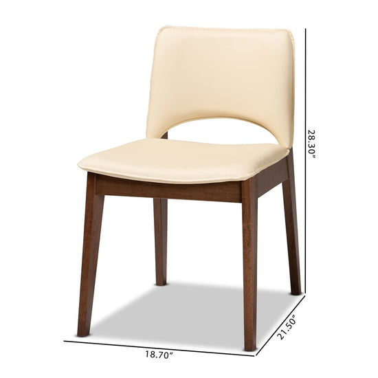 Baxton Studio Afton Mid Century Modern Faux Leather & Walnut Brown Finished Wood 2 Piece Dining Chair Set - lily & onyx