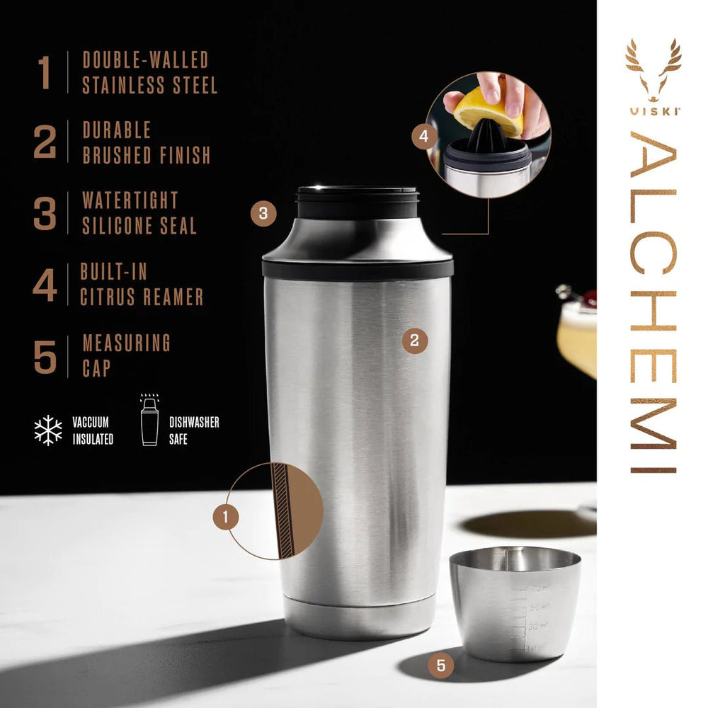 
                      
                        Viski Alchemi Vacuum Insulated Stainless Steel 18 Oz Cocktail Shaker - lily & onyx
                      
                    