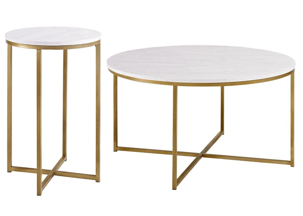 Walker Edison Alissa Modern Glam Coffee Table and Side Table Set - lily & onyx