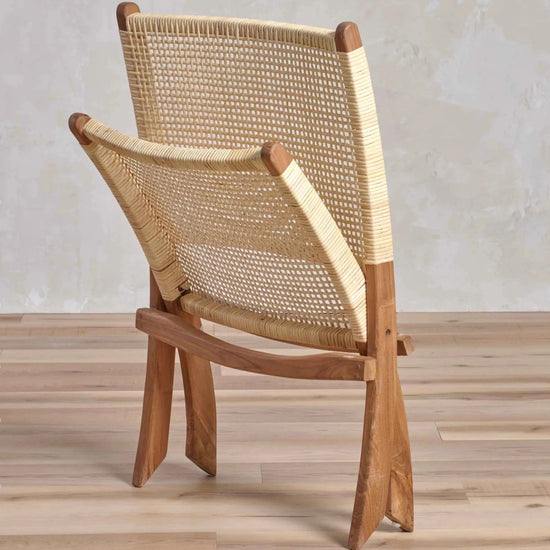 texxture Alta™ Woven Teak & Rattan Folding Lounge Chair - lily & onyx