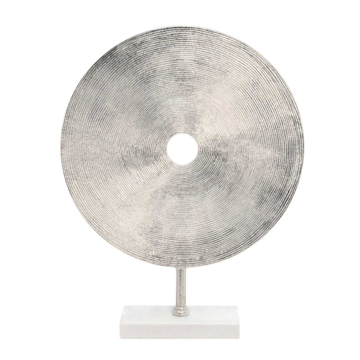 Sagebrook Home Aluminum Disc on Marble Base Decorative Accent - lily & onyx