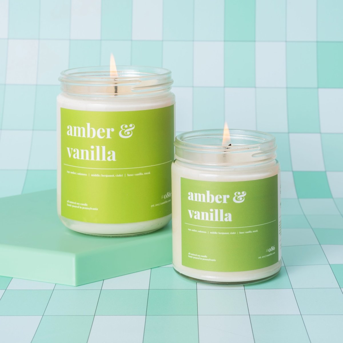 Candelles Amber and Vanilla Soy Candle, 16 oz - lily & onyx