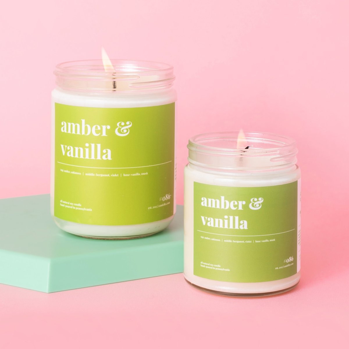 Candelles Amber and Vanilla Soy Candle, 9 oz - lily & onyx