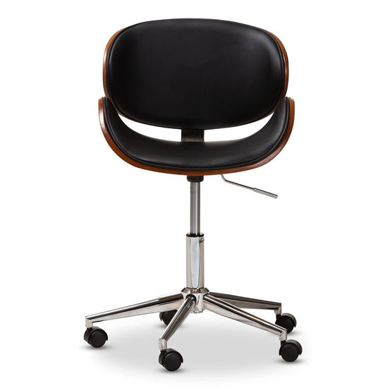 Baxton Studio Ambrosio Modern & Contemporary Black Faux Leather Chrome Finished Adjustable Swivel Office Chair - lily & onyx
