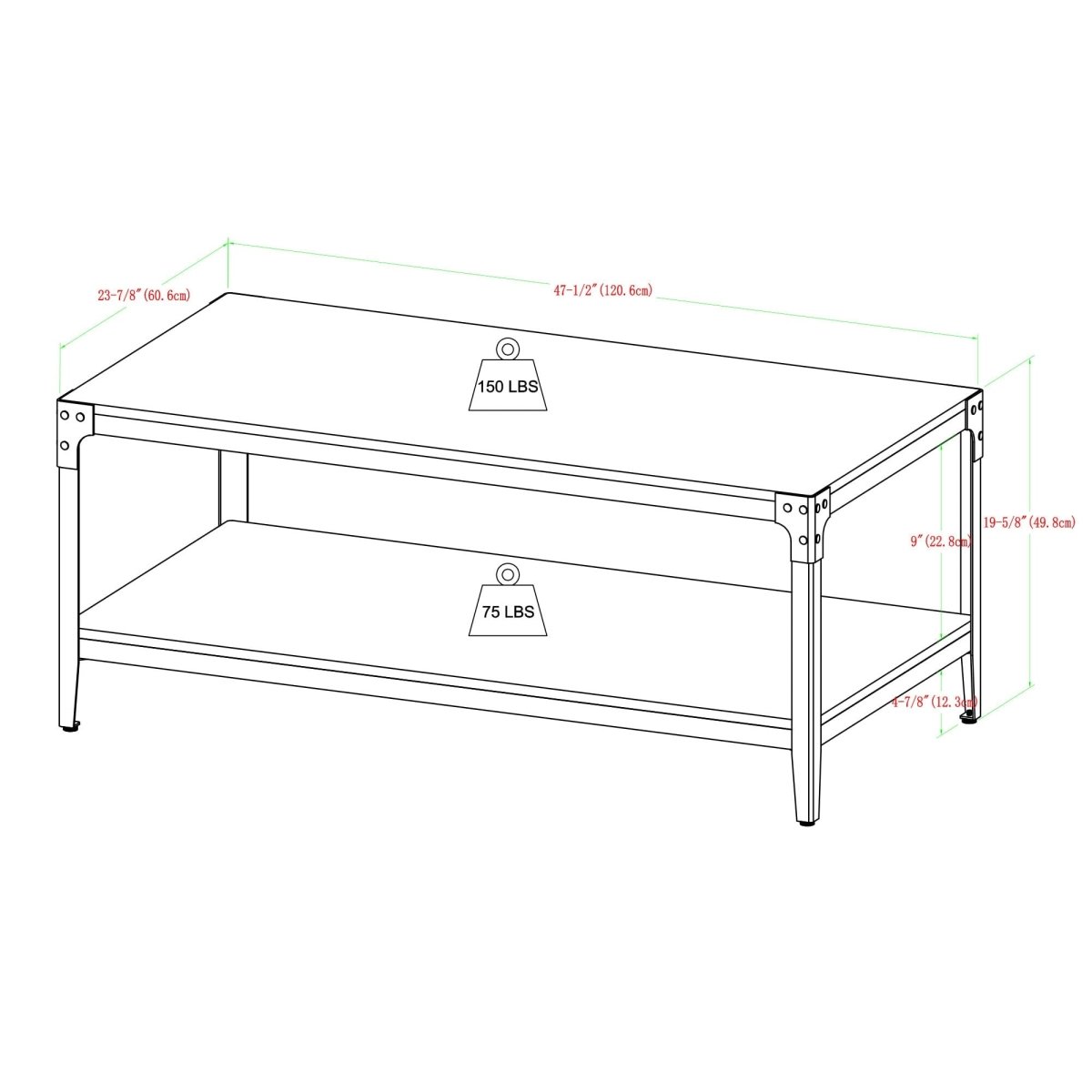 Walker Edison Angle Iron Coffee Table - lily & onyx