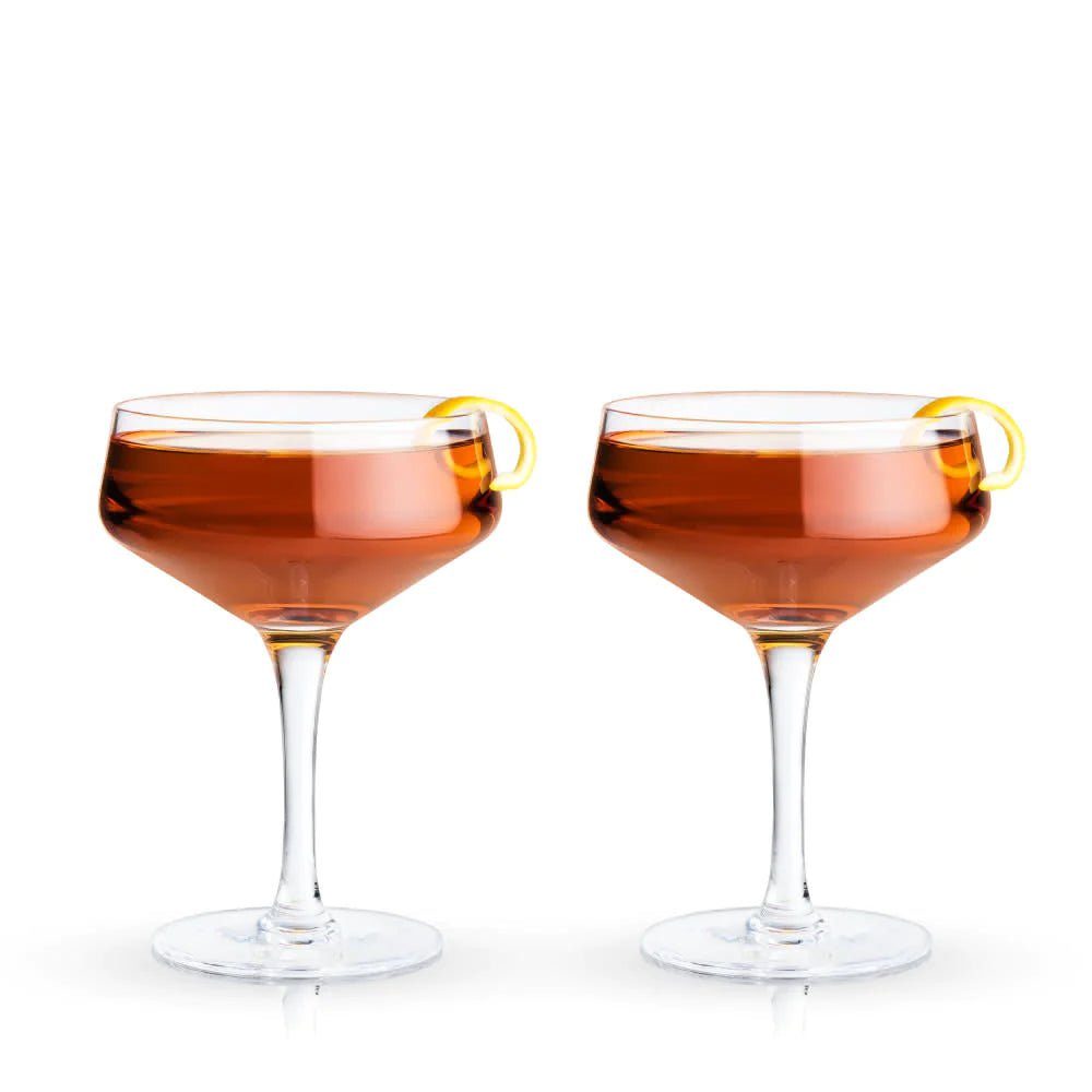 Viski Angled Crystal Coupe Glasses, Set of 2 - lily & onyx