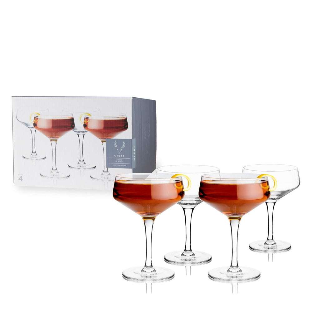 
                      
                        Viski Angled Crystal Coupe Glasses, Set of 4 - lily & onyx
                      
                    