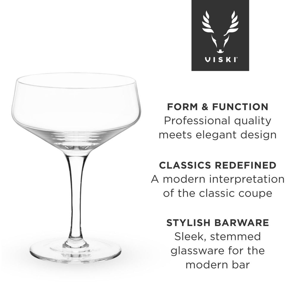 
                      
                        Viski Angled Crystal Coupe Glasses, Set of 4 - lily & onyx
                      
                    