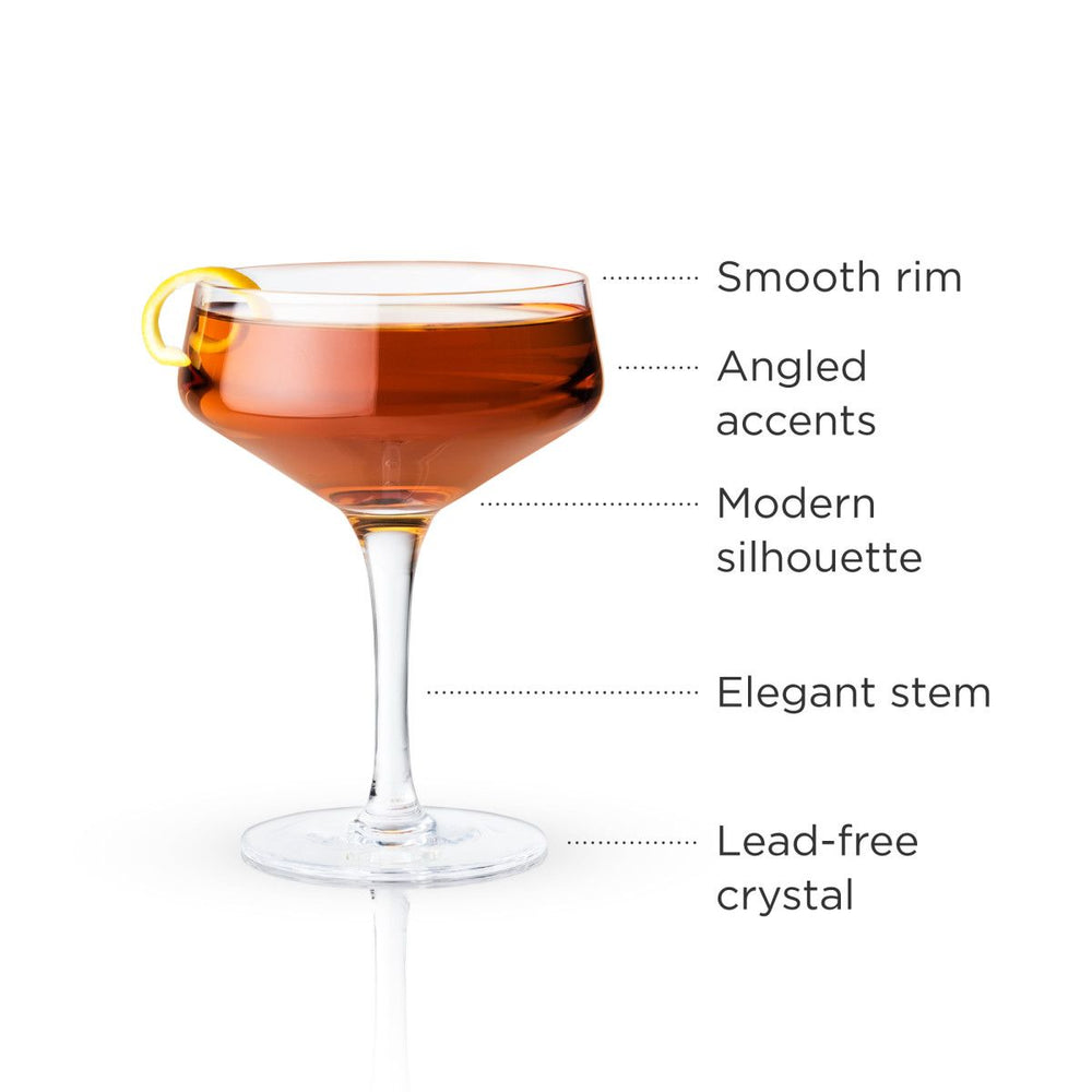 
                      
                        Viski Angled Crystal Coupe Glasses, Set of 4 - lily & onyx
                      
                    