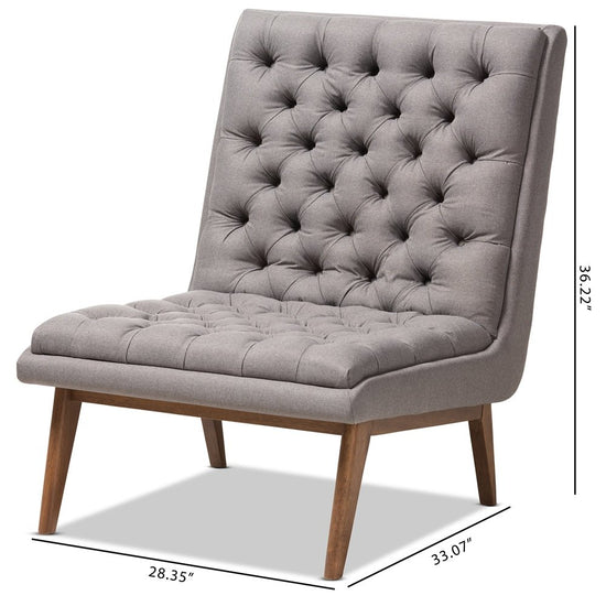 Load image into Gallery viewer, Baxton Studio Annetha Mid Century Modern Faux Leather Upholstered Walnut Finished Wood Lounge Chair - lily &amp;amp; onyx
