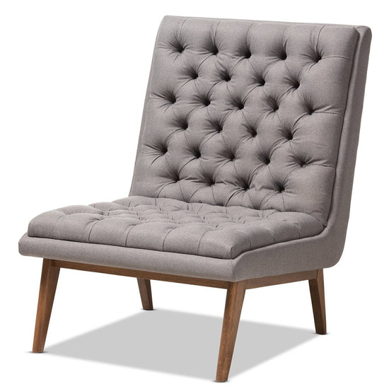Load image into Gallery viewer, Baxton Studio Annetha Mid Century Modern Faux Leather Upholstered Walnut Finished Wood Lounge Chair - lily &amp;amp; onyx
