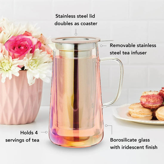 Pinky Up Annika™ Glass Teapot & Infuser, 33 Oz - lily & onyx