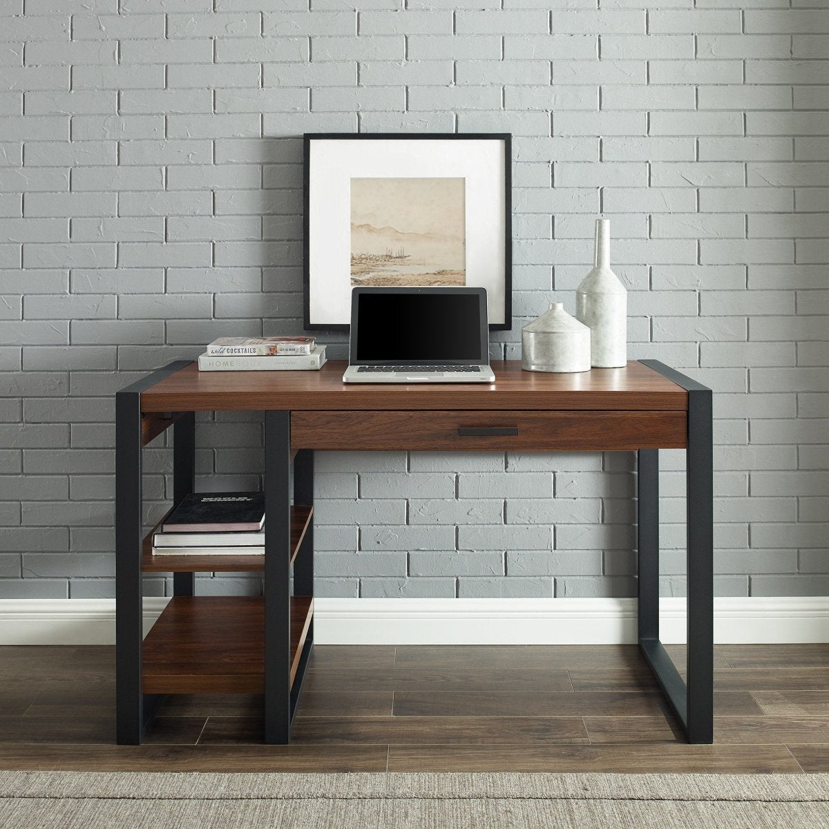 Walker Edison Anthony Storage Shelf Computer Desk - lily & onyx