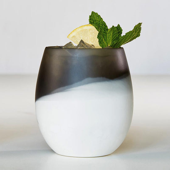 Santa Barbara Design Studio Anthracite Gray & White Resin Stemless Wine Glass, Set Of 4 - lily & onyx