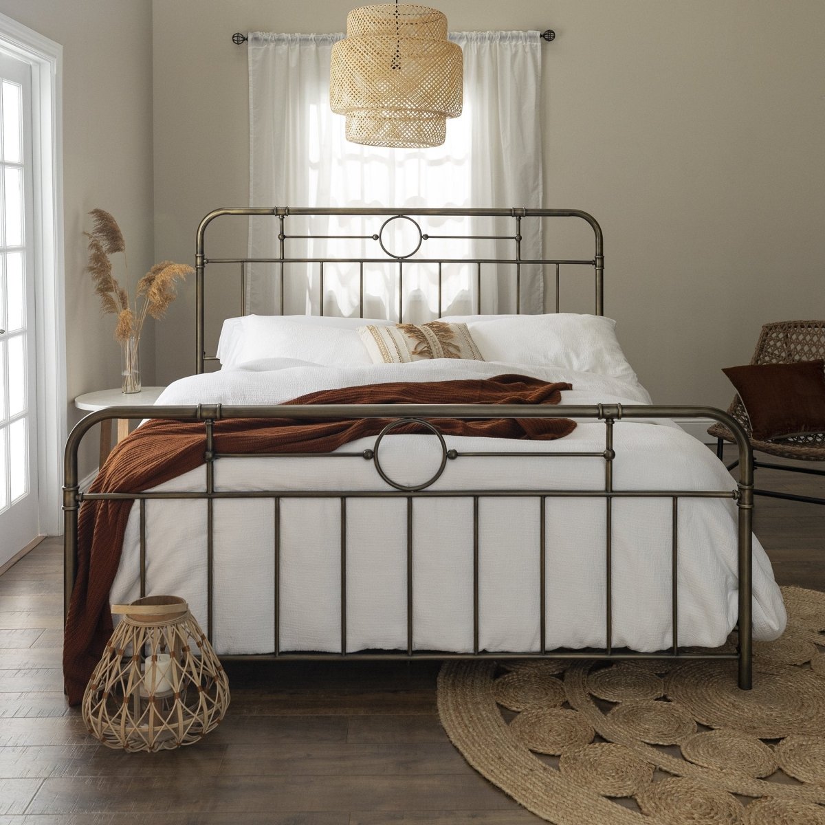 Walker Edison Antiqua Bronze King Bed - lily & onyx