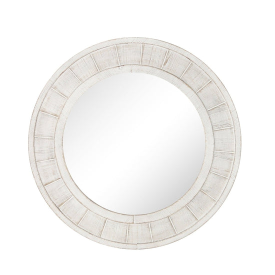 Load image into Gallery viewer, Sagebrook Home Antique White Round Wood Frame Wall Mirror, 28&amp;quot; - lily &amp;amp; onyx
