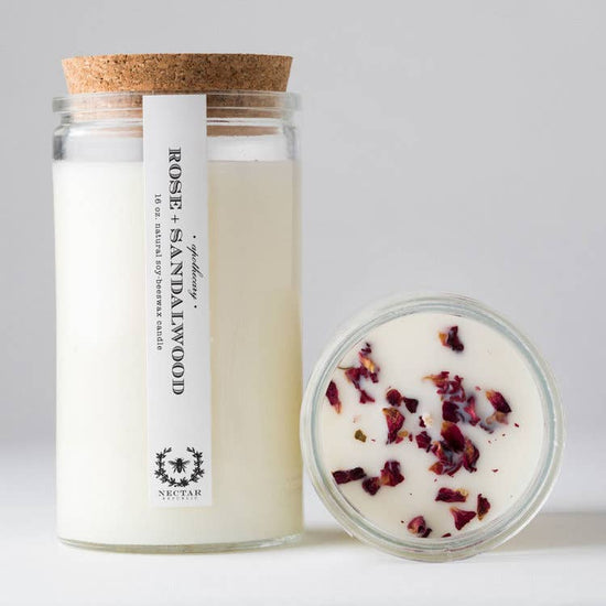 Nectar Republic Apothecary Collection | 16 Oz Glass Candle | Rose Sandalwood - lily & onyx