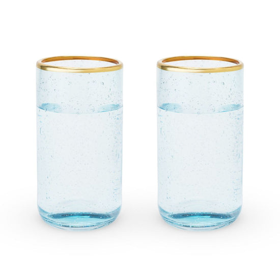 Load image into Gallery viewer, Twine Aqua Bubble Glass Tumbler Set - lily &amp;amp; onyx
