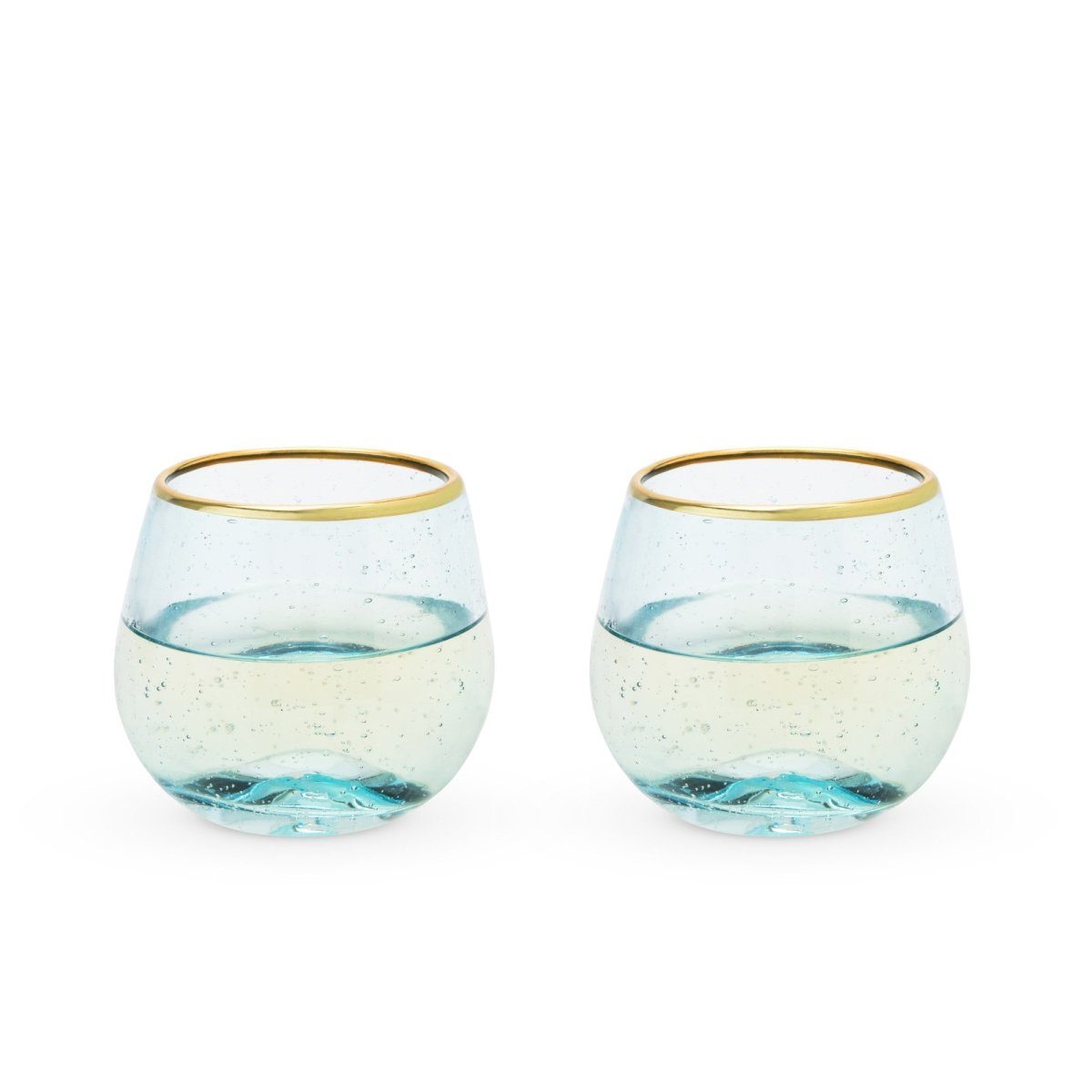 Twine Aqua Bubble Stemless Wine Glass, Set of 2 - lily & onyx