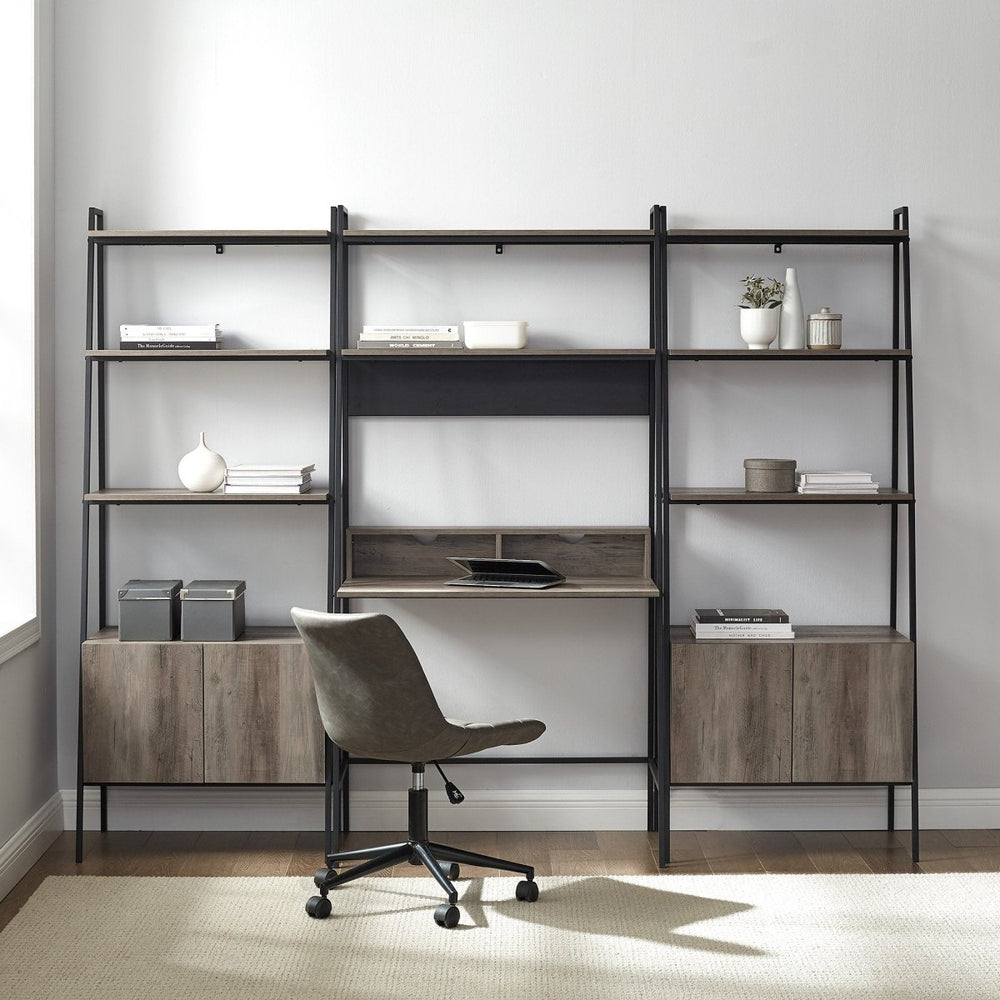 Walker Edison Arlo 3 Piece Ladder Desk and Storage Bookshelf - lily & onyx