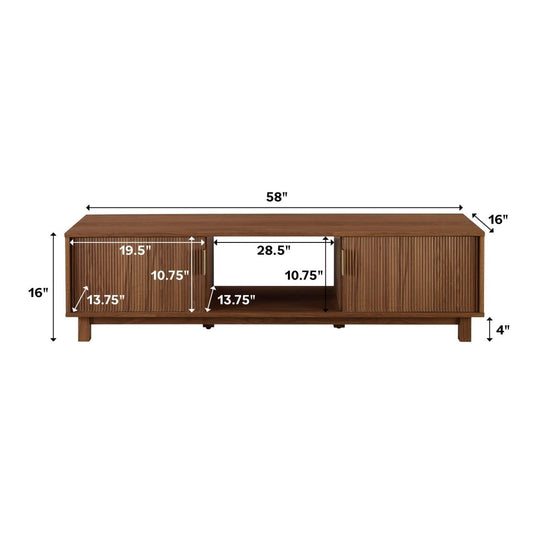 Walker Edison Arundo Mid-Century Modern Scandinavian 2-Door Reeded TV Stand - lily & onyx