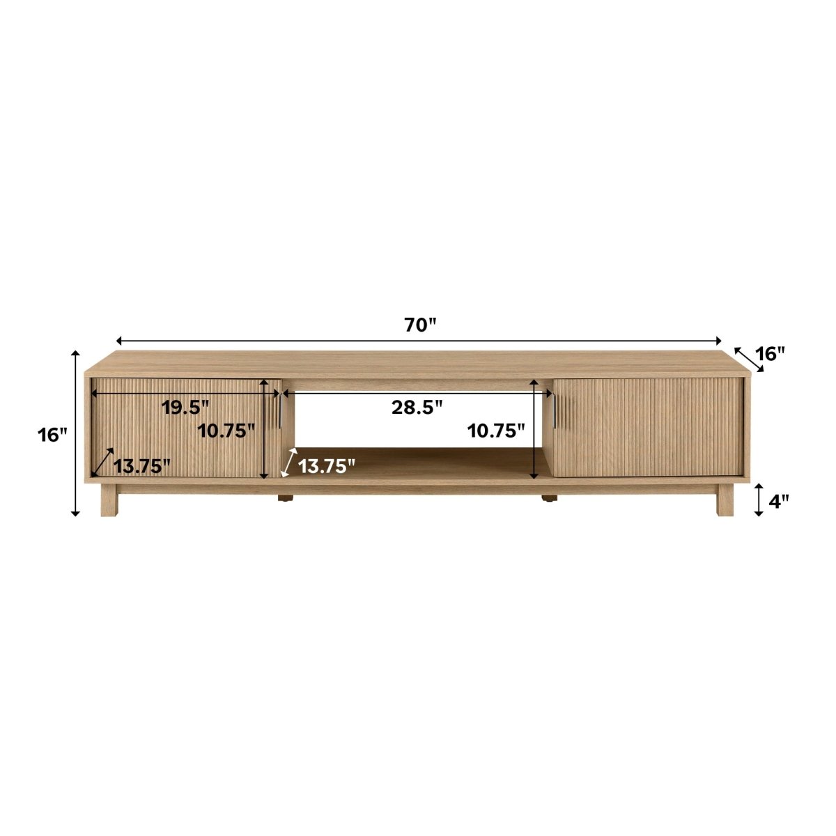 Walker Edison Arundo Mid-Century Modern Scandinavian 2-Door Reeded TV Stand - lily & onyx