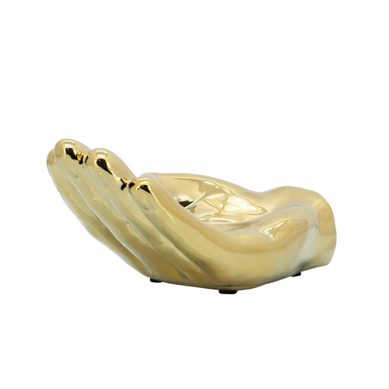Sagebrook Home Asking Hand Ceramic Figurine, 8" - Gold - lily & onyx