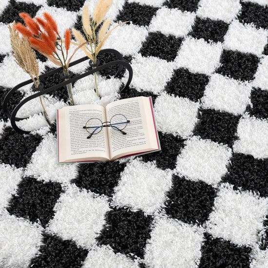 Hauteloom Atira Black & White Checkered Area Rug - lily & onyx