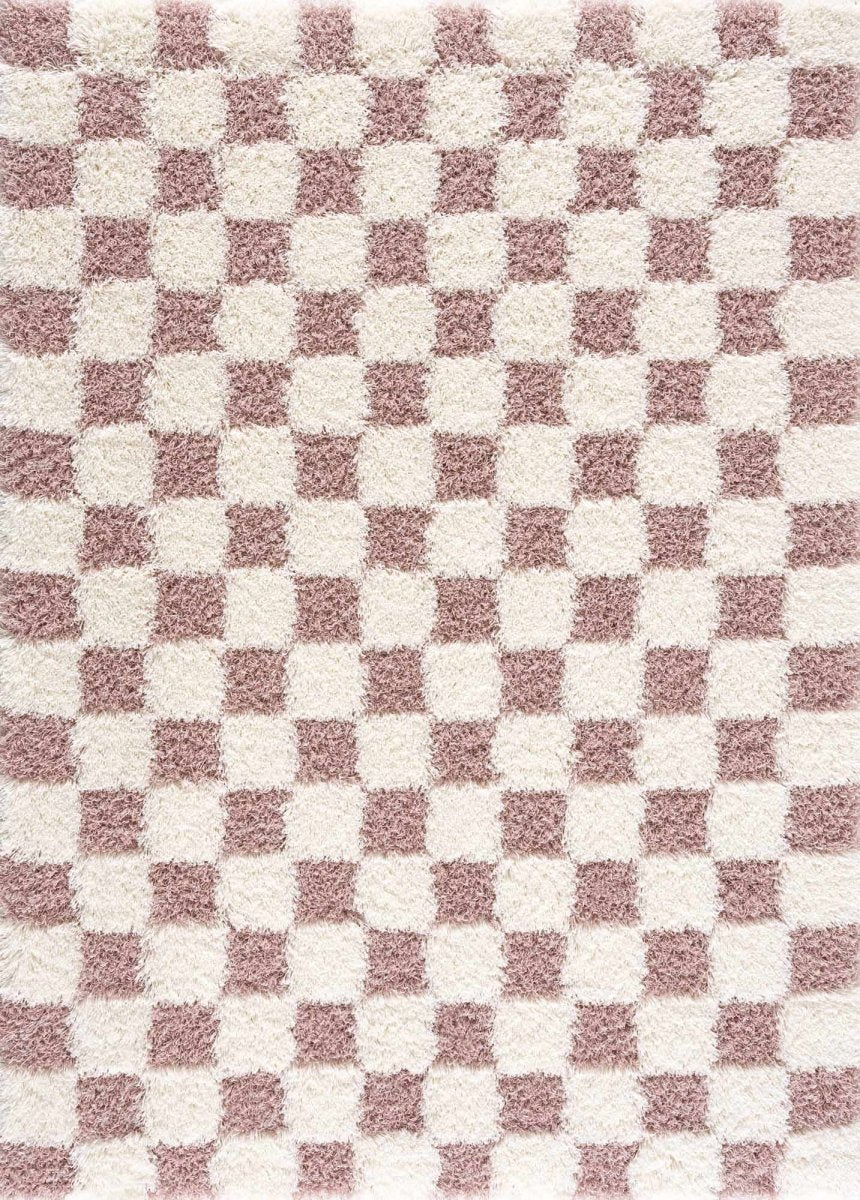 Hauteloom Atira Pink Checkered Area Rug - lily & onyx