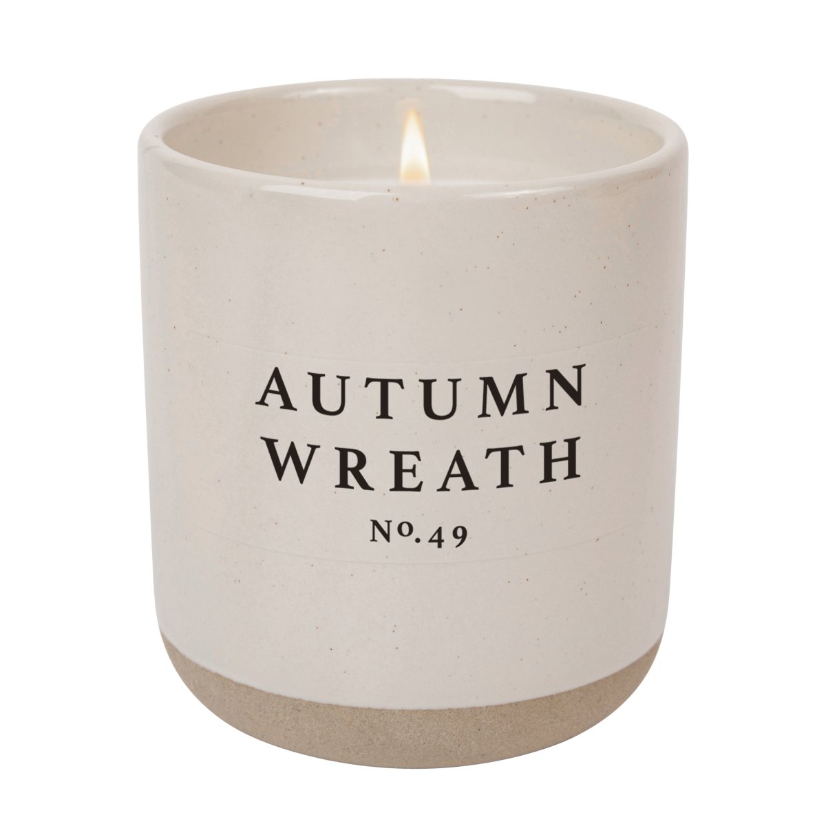 Sweet Water Decor Autumn Wreath Soy Candle - Cream Stoneware Jar - 12 oz - lily & onyx