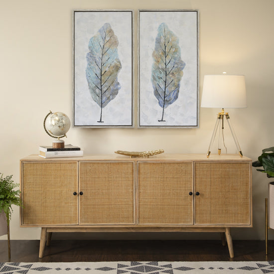 Sagebrook Home Leaf Oil Paintings, Set of 2 - lily & onyx